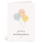 Carte double joyeux anniversaire ballons, carte à offrir - Zü boutique