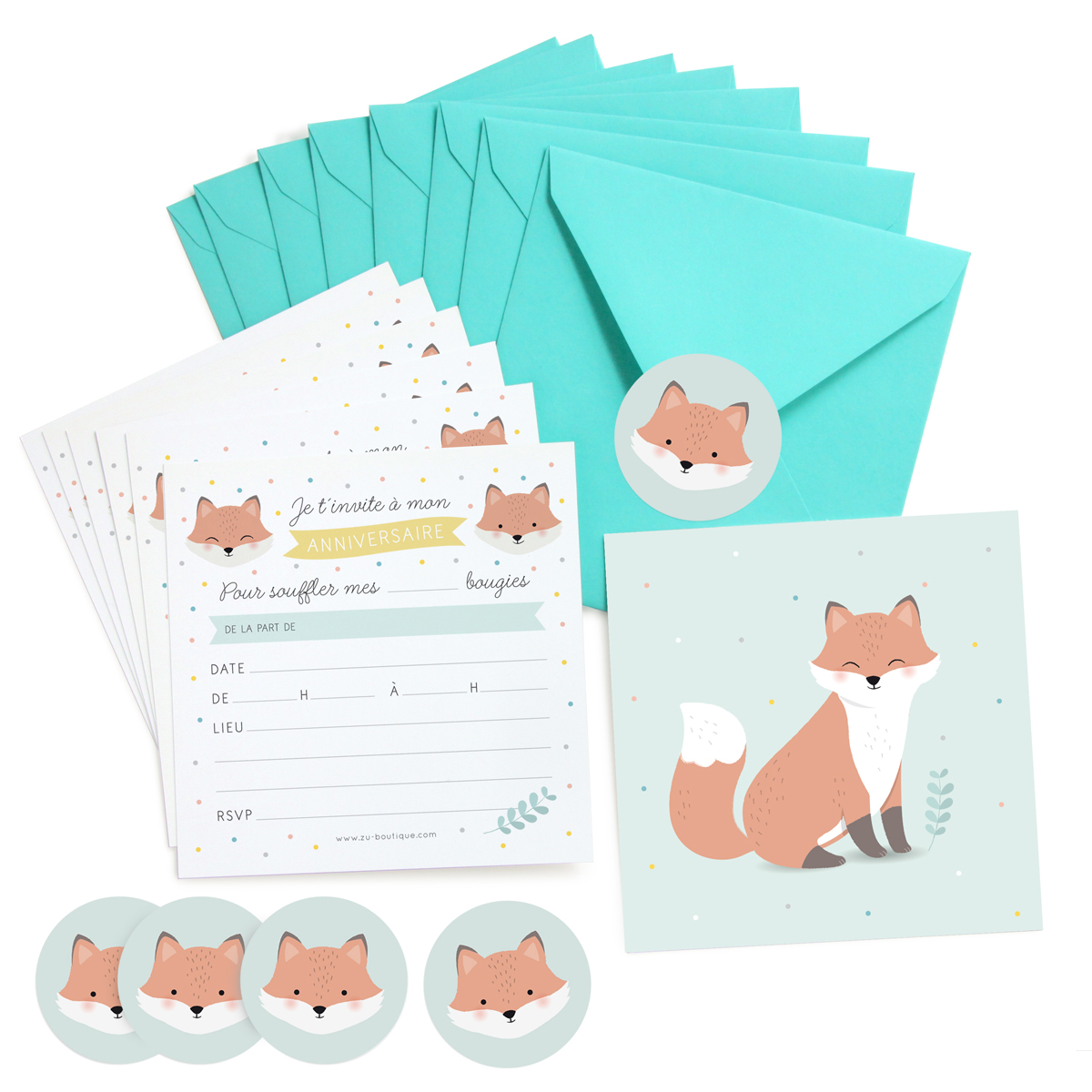 Cartes Invitations Anniversaire Renard Stickers Renard Zu Boutique