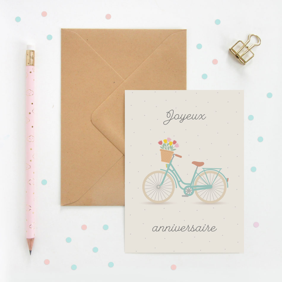 Carte Double Joyeux Anniversaire Velo Carte Double Joyeux Anniversaire Velo