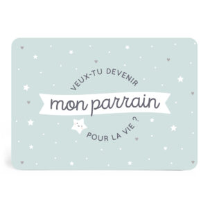 Carte demande parrain Zü boutique cadeaux de naissance bébé
