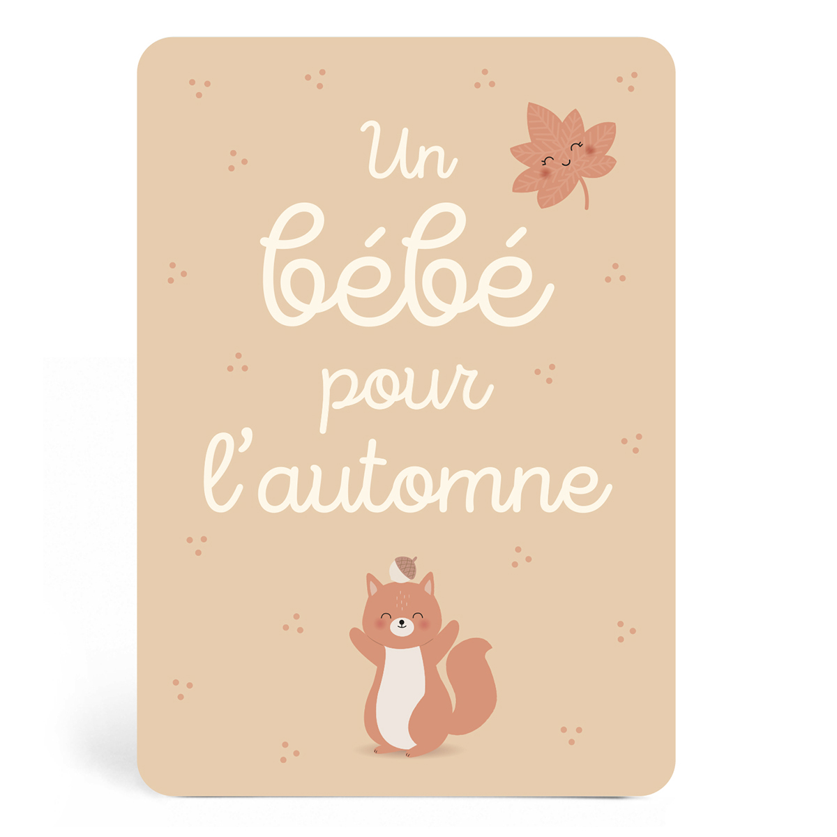 Carte bébé automne, carte naissance saison, carte annonce naissance