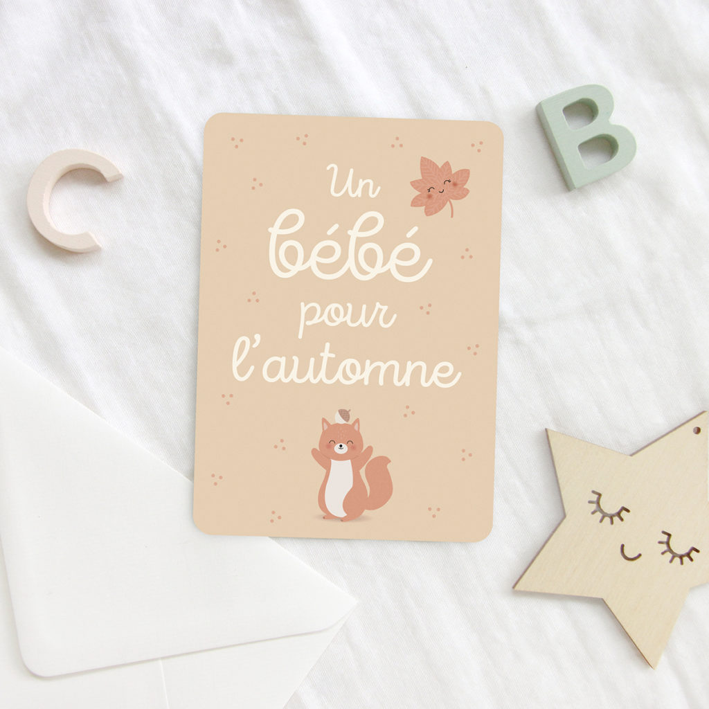 Carte un bébé pour l&rsquo;automne