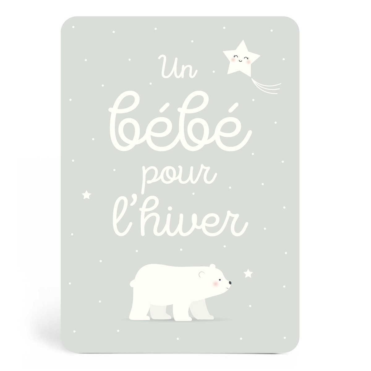 Carte bébé d'hiver, carte naissance saison, carte annonce naissance