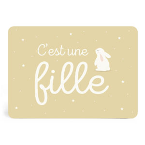 carte annonce c'est une fille de Zü boutique cadeaux de naissance bébé