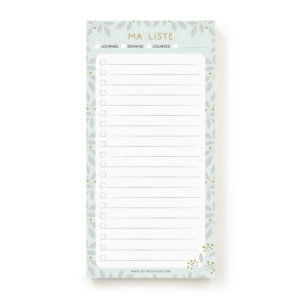feuille ma liste en bleu de Zü boutique cadeaux de naissance bébé