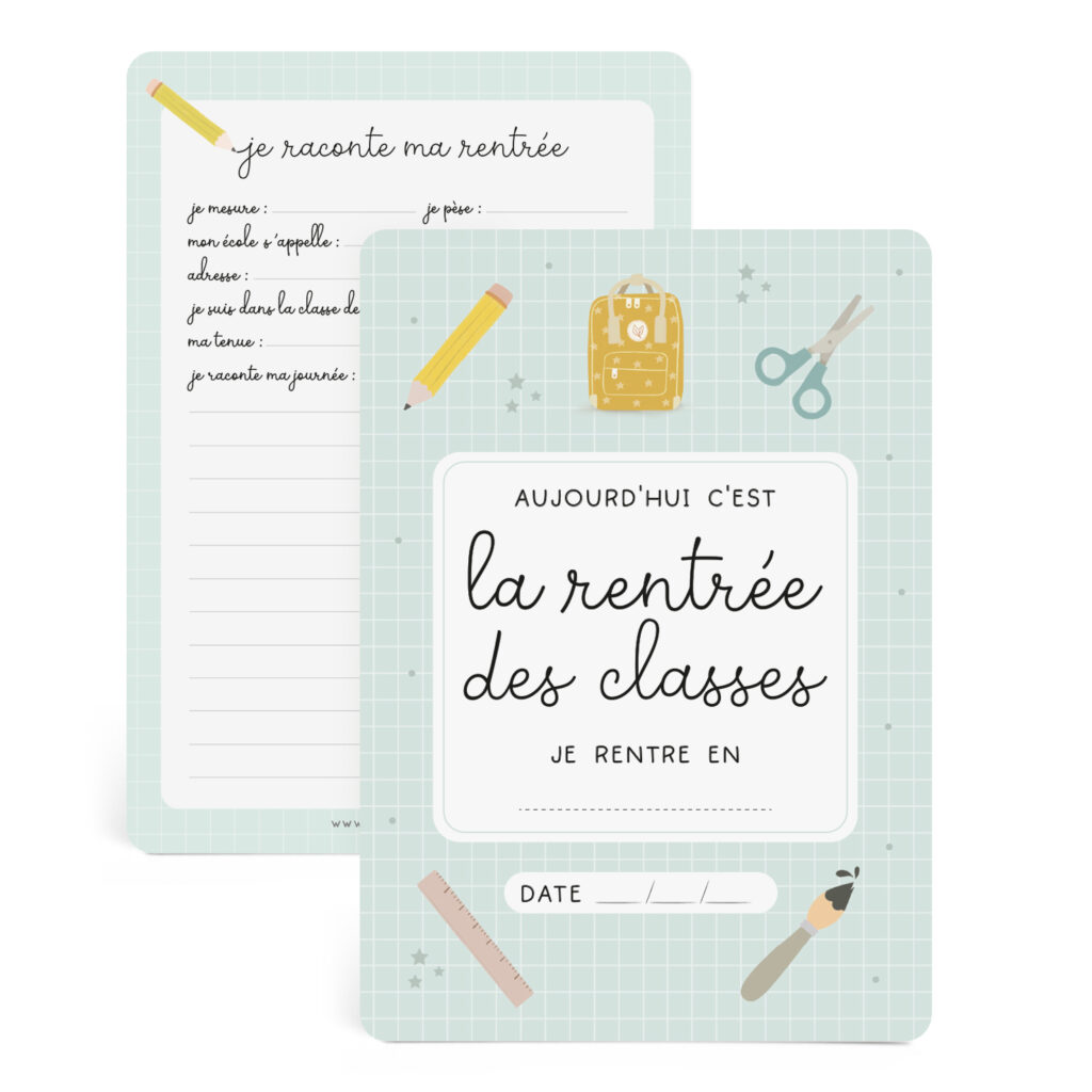Grande carte rentrée des classes mint