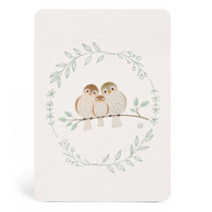 Carte famille moineaux Zü boutique cadeaux de naissance bébé
