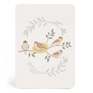 Carte famille moineaux Zü boutique cadeaux de naissance bébé