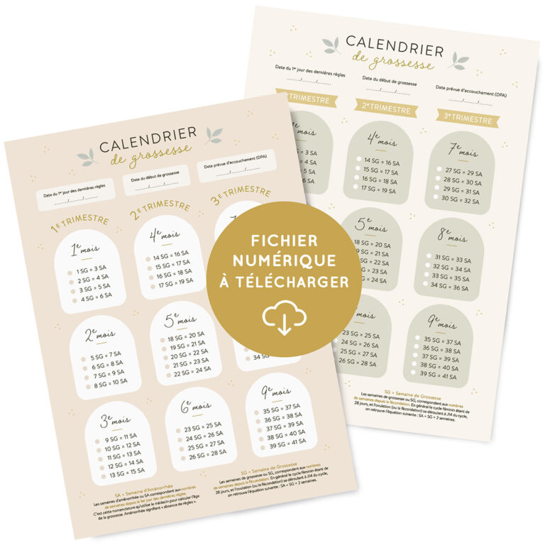 Fiche Calendrier de grossesse à imprimer...