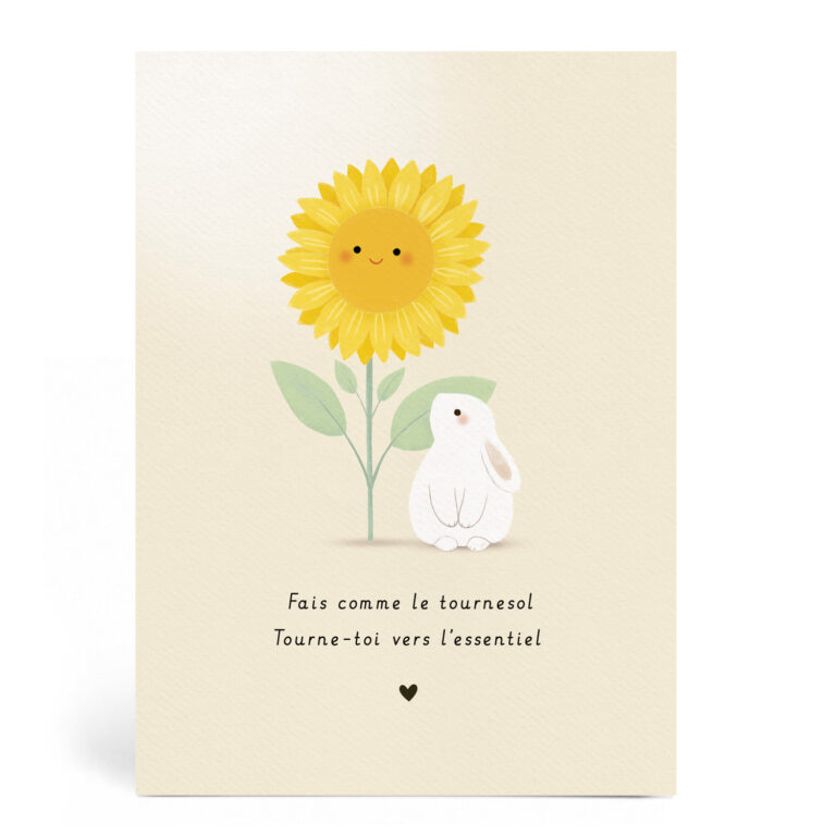 Carte mot doux Tournesol